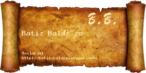 Batiz Balázs névjegykártya